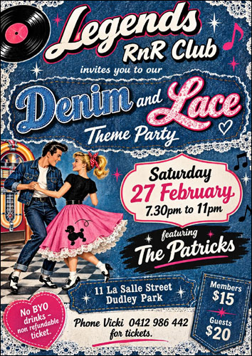 Legends Denim and Lace Theme Party | 27th February 2027.